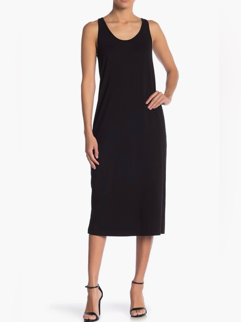 Philosophy Black Sleeveless Stretch Tee Shirt Midi Tank Dress NWT M #2752
